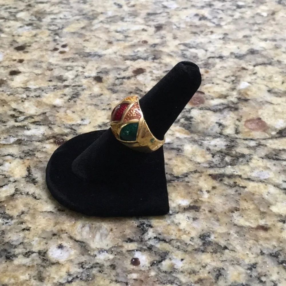 Enamel Inlay Ring Size 7 - Picture 2 of 3